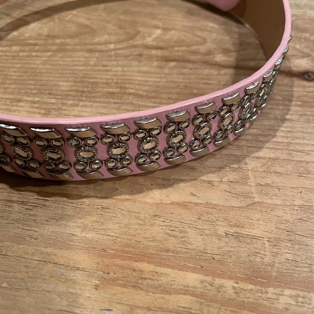 Like New Women’s Pink Silver Studded Rhinestone Belt Barbiecore Western Boho - Picture 9 of 12